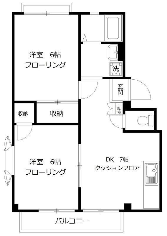 グリーンハイツA(2DK/3階)の間取り写真