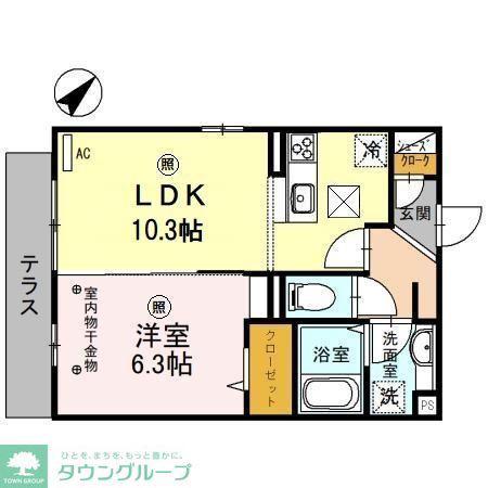レディア(1LDK/1階)の間取り写真