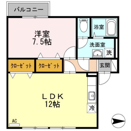 コーポコスモス(1LDK/2階)の間取り写真