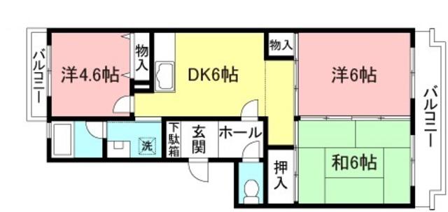 ハイライフ一番館(3DK/1階)の間取り写真