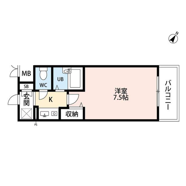 プレール中目黒(1K/7階)の間取り写真