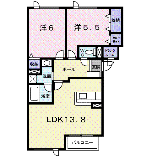 プラージュ・ヴィラ(2LDK/1階)の間取り写真
