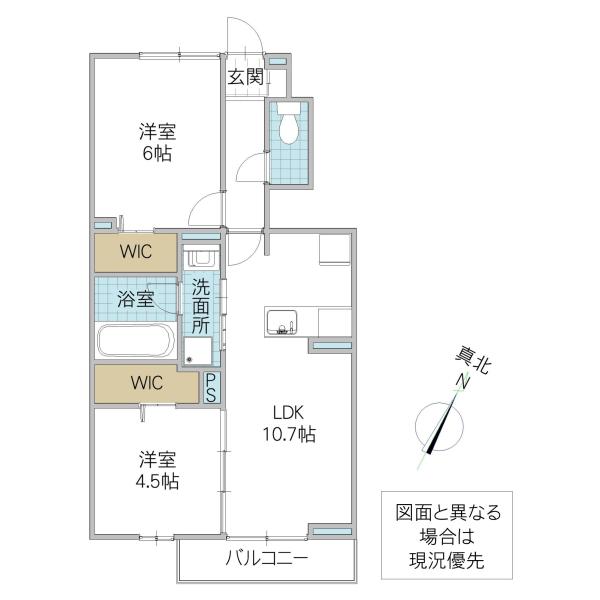 グランツィーモ(2LDK/1階)の間取り写真