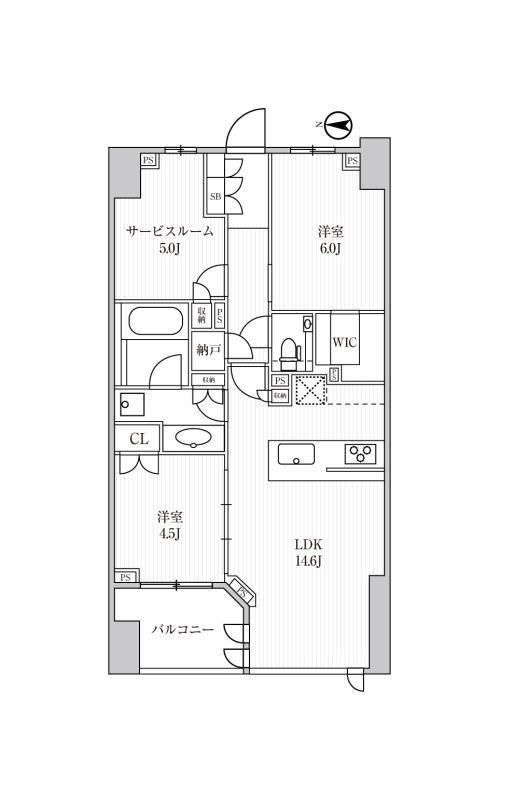ディームス方南町(2SLDK/6階)の間取り写真