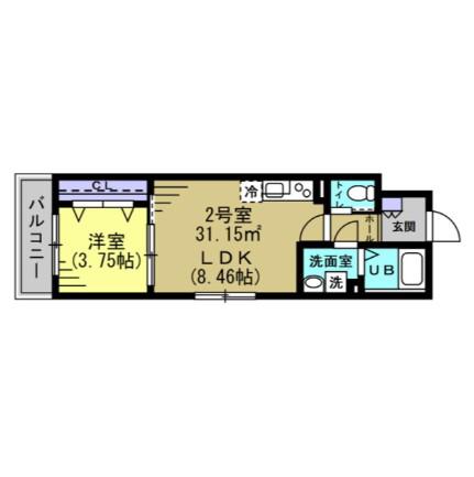 ティーエスアール新松戸(1LDK/2階)の間取り写真