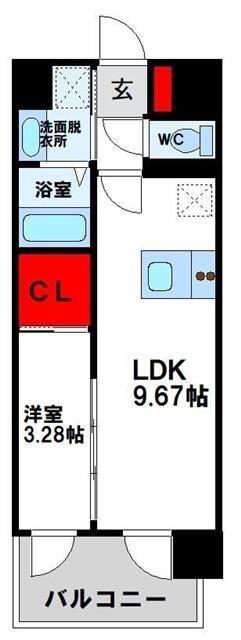 KSK南小倉コアプレイス(1LDK/3階)の間取り写真