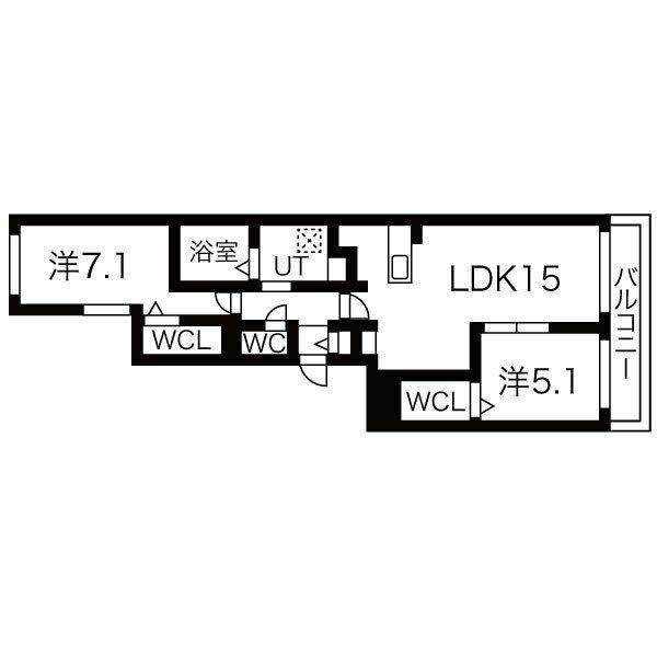 エスタシオン千歳(2LDK/4階)の間取り写真