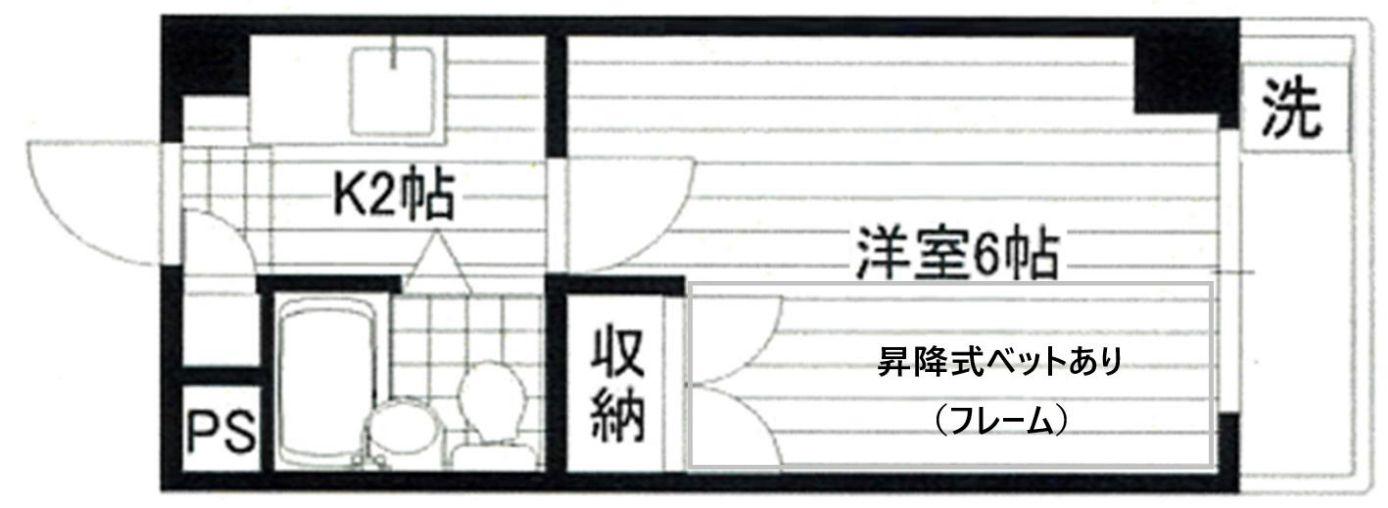 ツインハイツB(1K/1階)の間取り写真