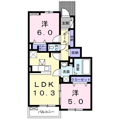 グランドゥール(2LDK/1階)の間取り写真