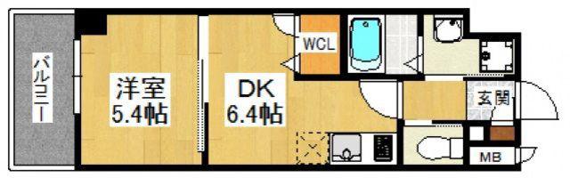 イルマーレ博多(1DK/12階)の間取り写真