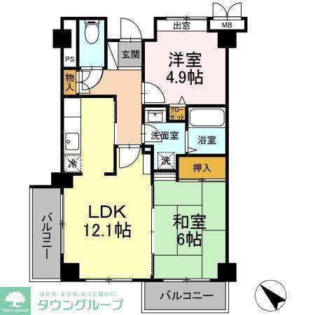 ウィステリア(2LDK/4階)の間取り写真