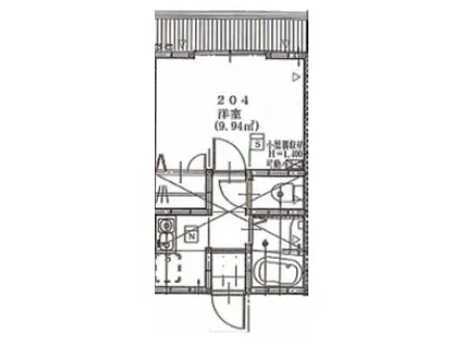 ディアコート横浜高田(1K/2階)の間取り写真