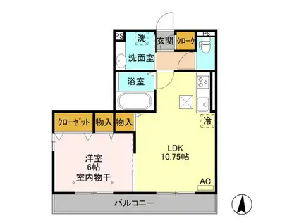 ライズグレースB(1LDK/1階)の間取り写真