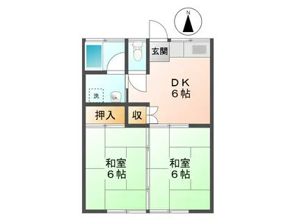 コーポ雪竹 北棟(2DK/1階)の間取り写真