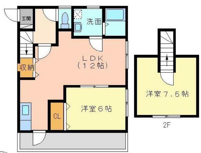 熊本県菊池市 2階建 築22年(2LDK/2階)の間取り写真