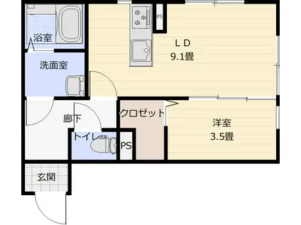 プチ・ビジュー(1DK/2階)の間取り写真