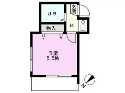 GRAND SOLEIL新田(1K/1階)の間取り写真