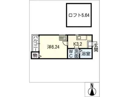 CAPITAL HILLS I(1K/2階)の間取り写真