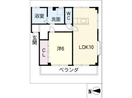 メゾン田中II(1LDK/1階)の間取り写真
