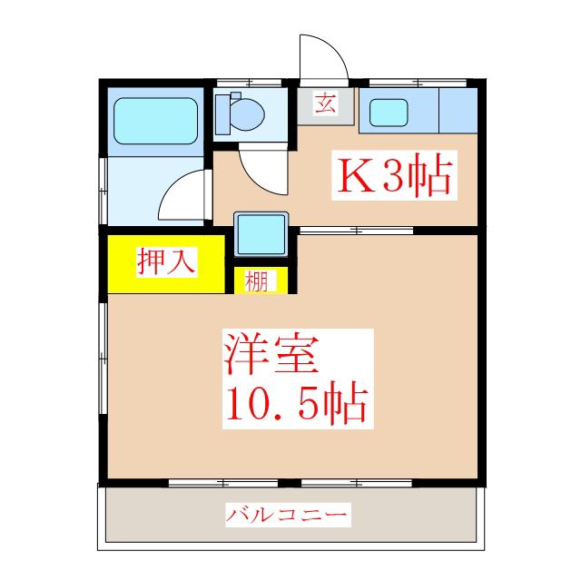 ソレイユ住吉A(1K/2階)の間取り写真