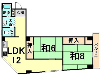 久寿川ハイツ(2LDK/2階)の間取り写真