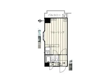 PLAZA百合ヶ丘(ワンルーム/2階)の間取り写真