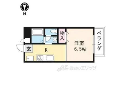 サンビレッジ大北山B棟(ワンルーム/1階)の間取り写真