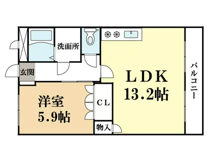 リバーサイドヤマブキ(1LDK/1階)の間取り写真