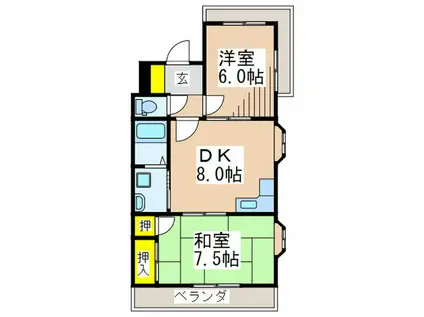 ファミール親和(2DK/1階)の間取り写真