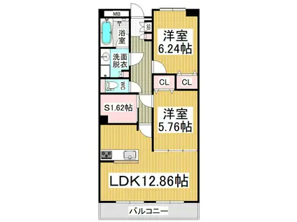 コンフォール深志(2LDK/9階)の間取り写真