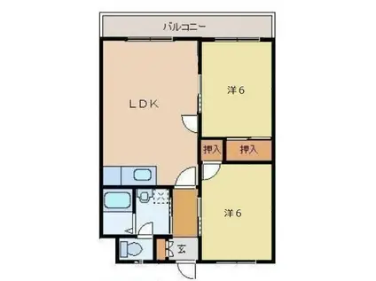 丸円第三ビル(2LDK/2階)の間取り写真