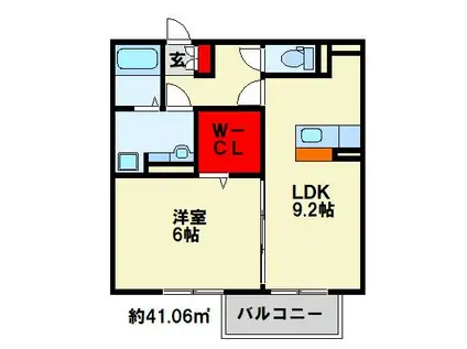 エスポワール祇園A(1LDK/1階)の間取り写真