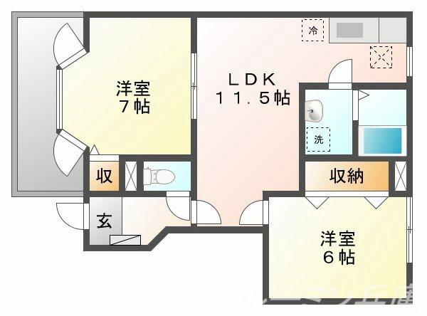 カーペンターⅡ(2LDK/1階)の間取り写真