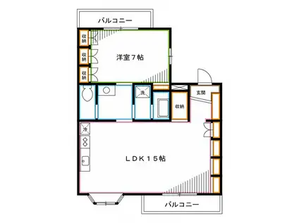 ＪＲ総武線 高円寺駅 徒歩6分 3階建 築31年(1LDK/3階)の間取り写真