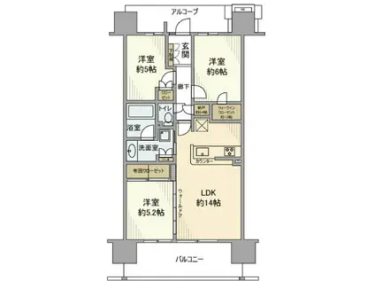 ザ・ガーデンズ東京王子 エアリーコート(3LDK/12階)の間取り写真