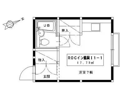 ROCイン鶴岡I(ワンルーム/1階)の間取り写真