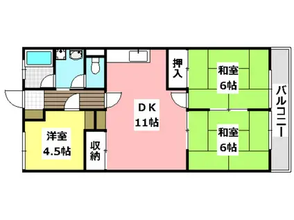 芦田ハイム苑(3LDK/2階)の間取り写真