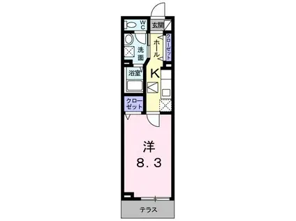 ラフレシール太秦II(1K/1階)の間取り写真