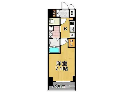 スプランディッド大阪ウエスト(1K/9階)の間取り写真