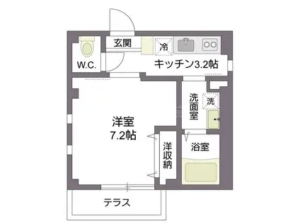 カシータ海内(1K/1階)の間取り写真