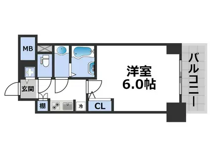 S-RESIDENCE南堀江(1K/3階)の間取り写真