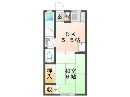 富士マンション(1DK/3階)の間取り写真