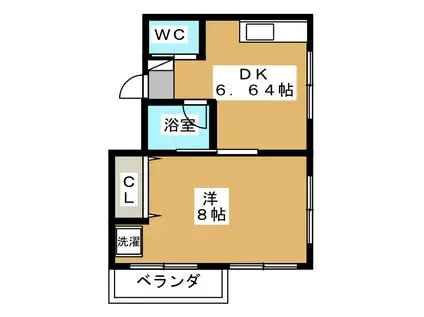 C飯田荘(1DK/2階)の間取り写真