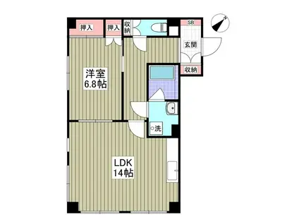 Mハイツ 船橋(1LDK/3階)の間取り写真