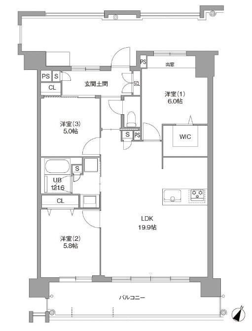 LASANTE 照葉オーシャンテラス(3LDK/3階)の間取り写真