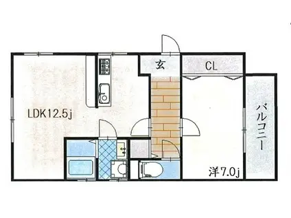 吉田マンション(1LDK/2階)の間取り写真