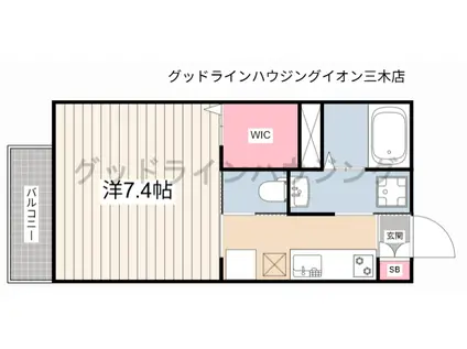 天神ハイツ(1K/1階)の間取り写真