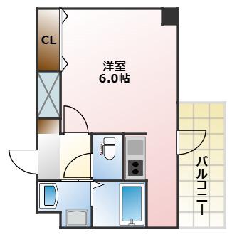 スプランディッド難波元町DUE(1K/13階)の間取り写真
