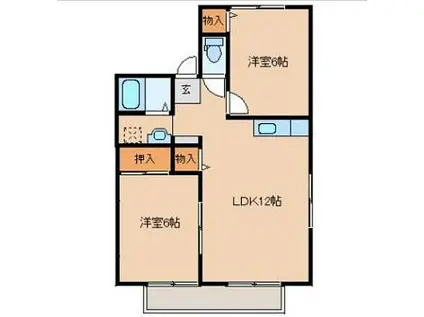 フリーデン安居野(2LDK/2階)の間取り写真