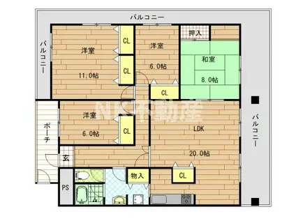 レジェ―ロ永和(4LDK/6階)の間取り写真